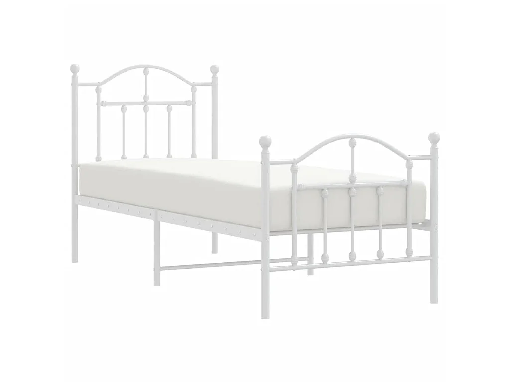 Cama com cabeceira e pés 75x190 cm metal branco PT959462