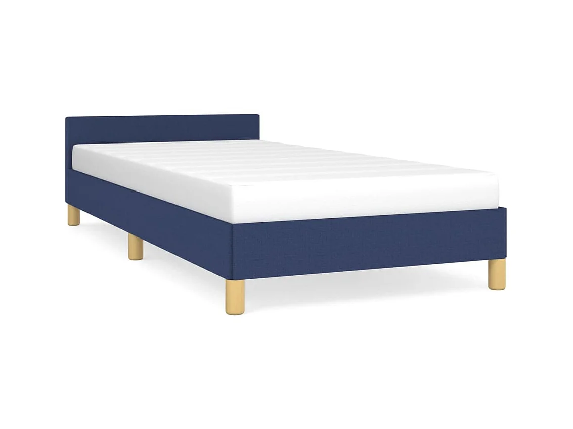 Estructura de cama con cabecero de tela azul 90x190 cm ES861518