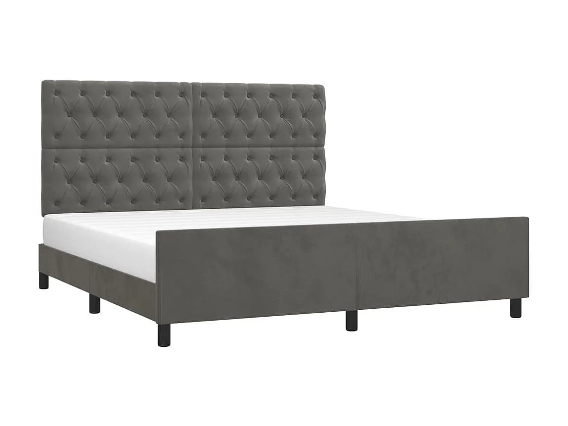Cama 160x200 cm con cabecero terciopelo gris oscuro ES22249