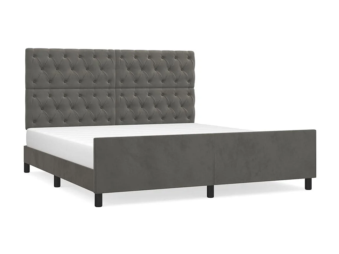 Cama 160x200 cm con cabecero terciopelo gris oscuro ES22249