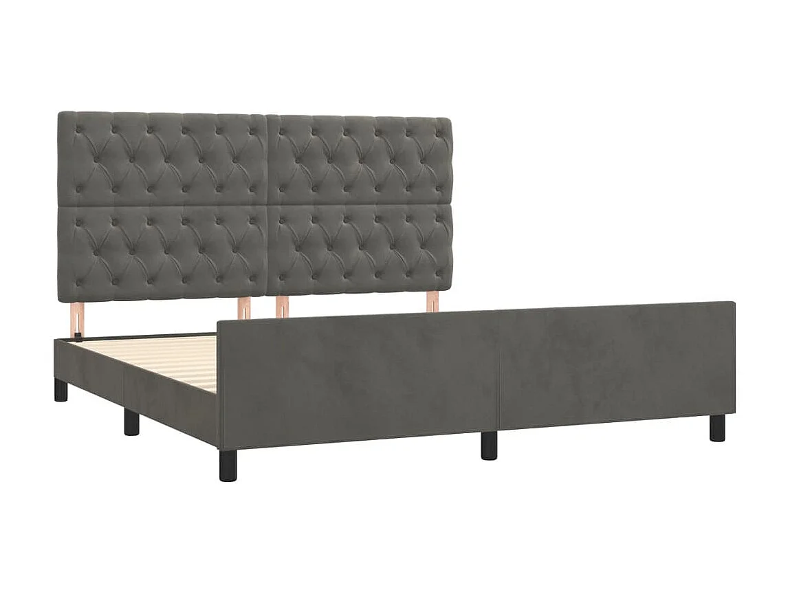 Cama 160x200 cm con cabecero terciopelo gris oscuro ES22249