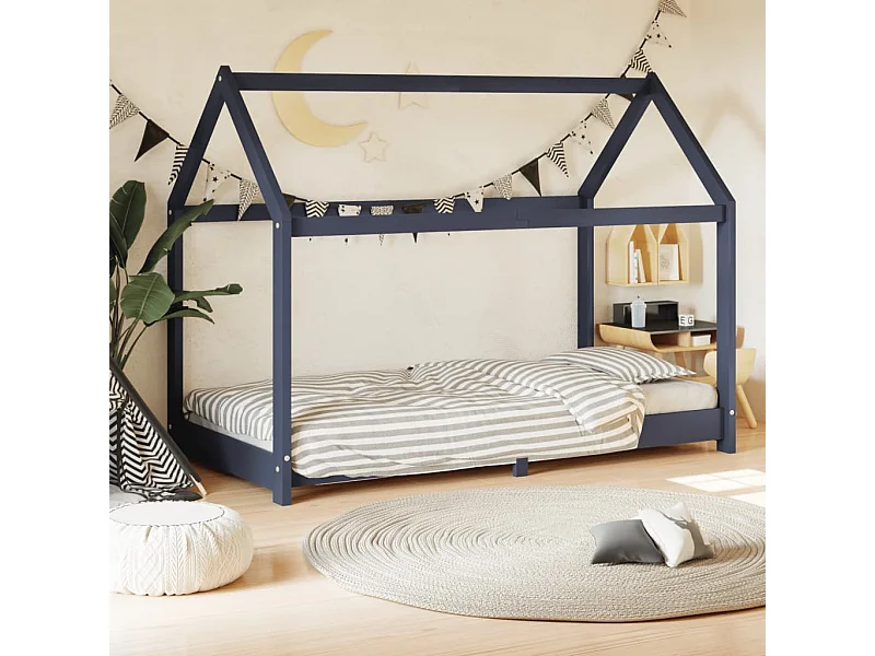 Cama para crianças 80x160 cm pinho maciço cinza PT538103