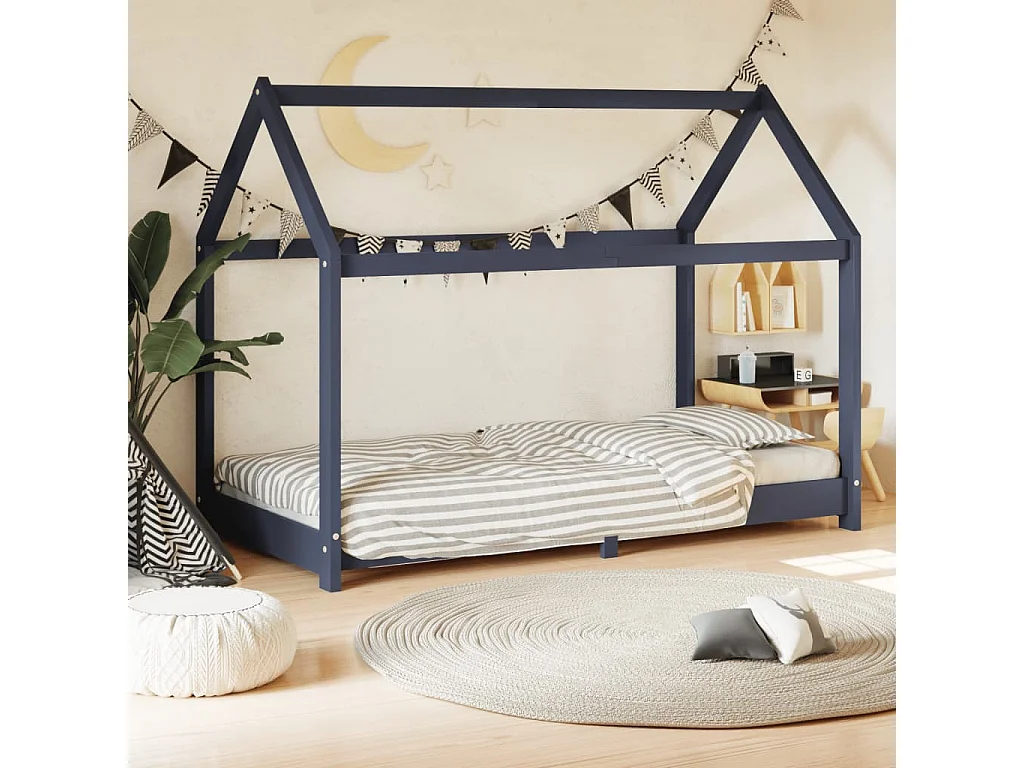 Cama para crianças 80x160 cm pinho maciço cinza PT538103