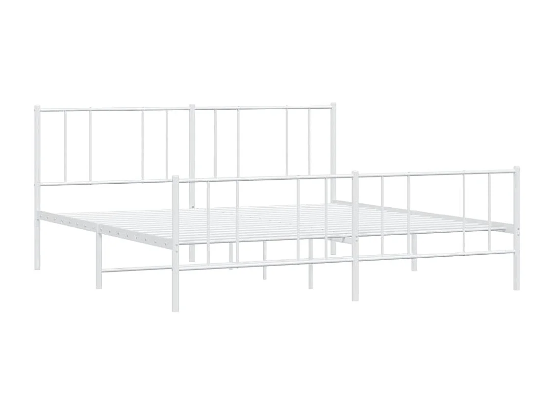 Lit-183x213 cm métal avec tête de lit/pied de lit blanc EGGB24693