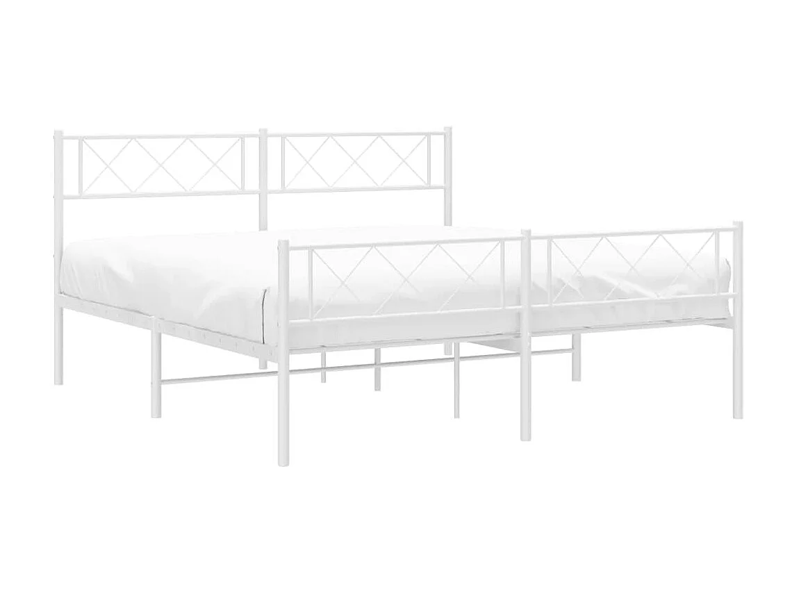 Cama 120x200 cm metal con cabecero y estribo blanco ES17967