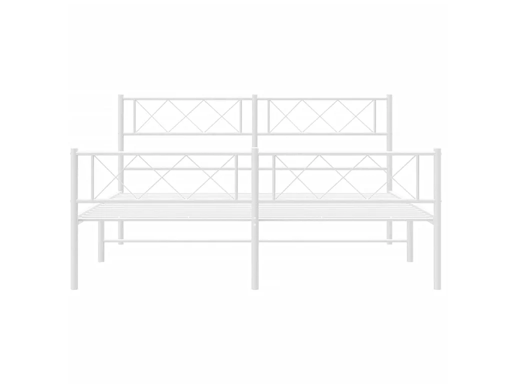 Cama 120x200 cm metal con cabecero y estribo blanco ES17967