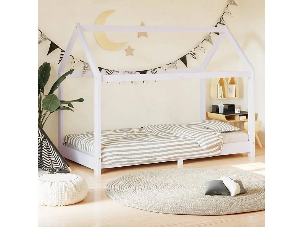 Cama para crianças 70x140 cm pinho maciço branco PT639264