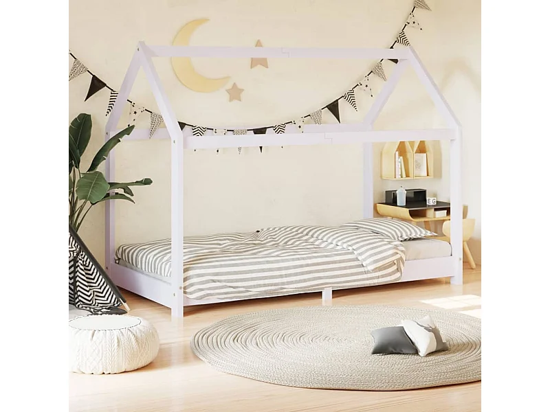 Cama para crianças 70x140 cm pinho maciço branco PT639264