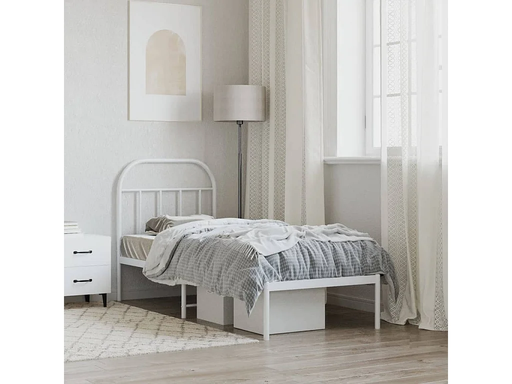 Cama com cabeceira 75x190 cm metal branco PT402663