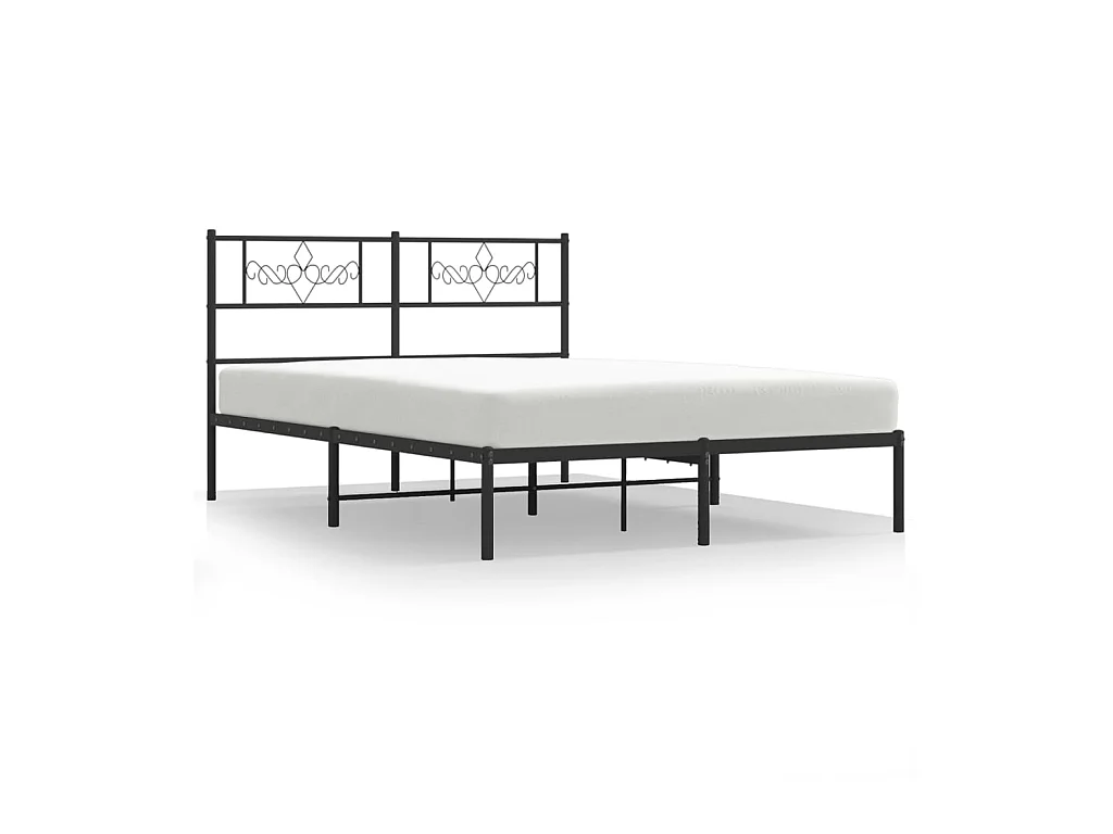 Bedframe met hoofdbord metaal zwart 160x200 cm NL23775