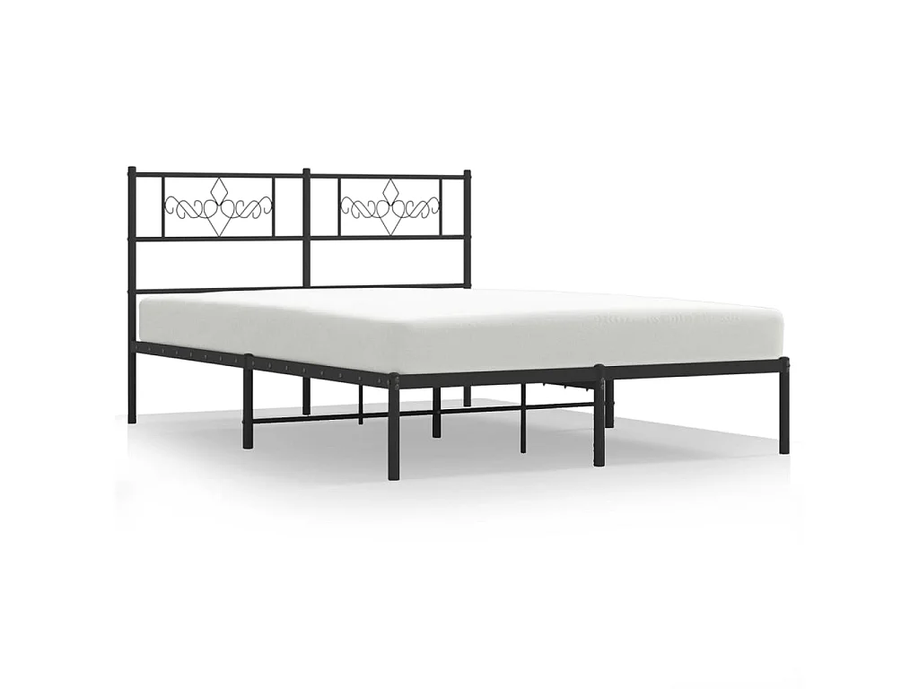 Cama 160x200 cm con cabecero metal negro ES40681