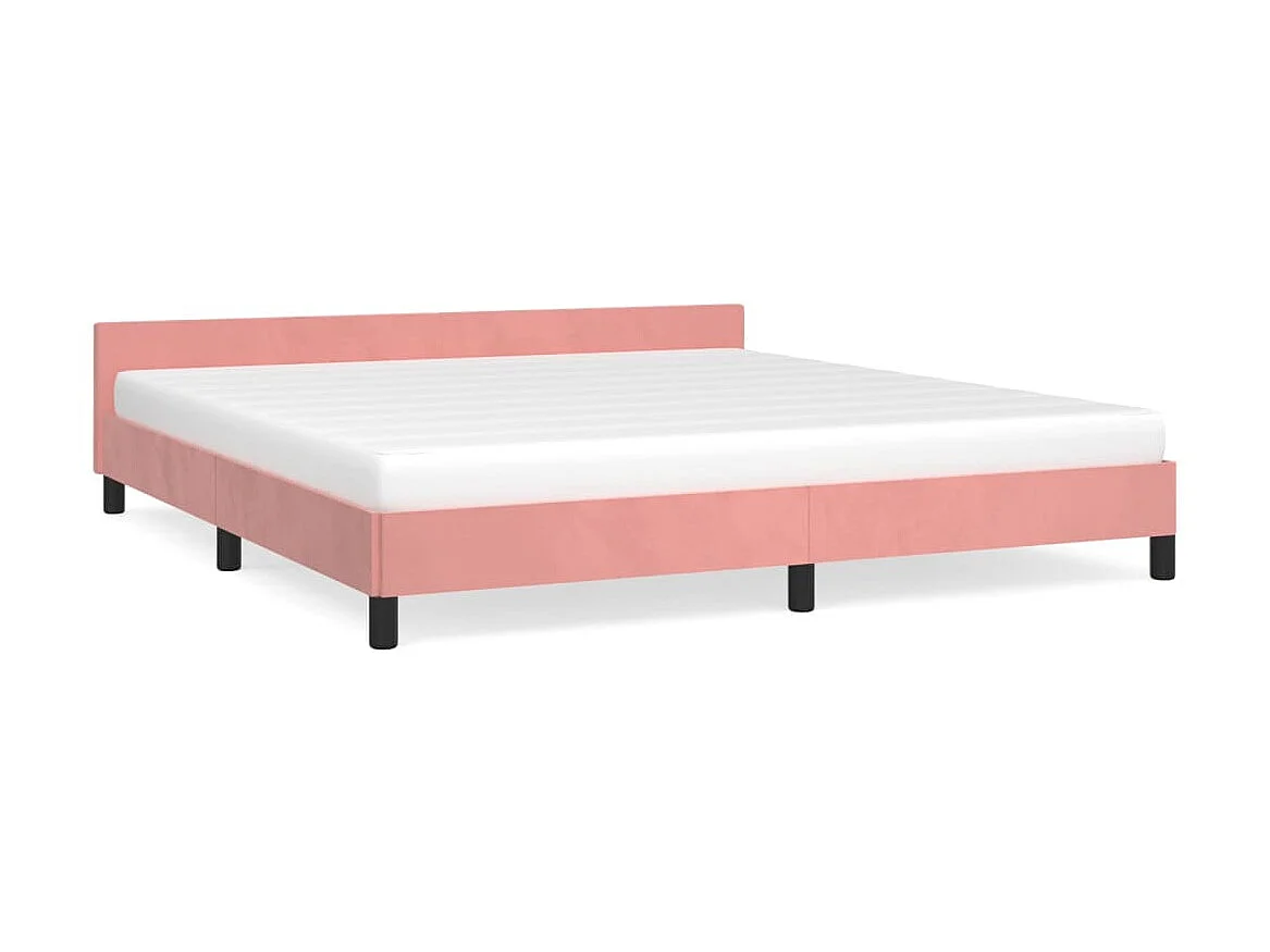 Bedframe met hoofdeinde fluweel roze 160x200 cm NL58333