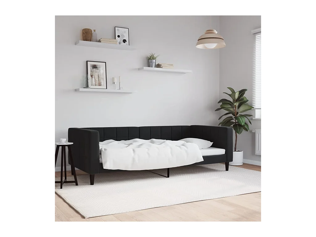 Lit-90x200 cm de repos noir velours EGGB57107