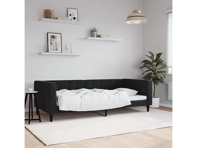 Lit-90x200 cm de repos noir velours EGGB57107