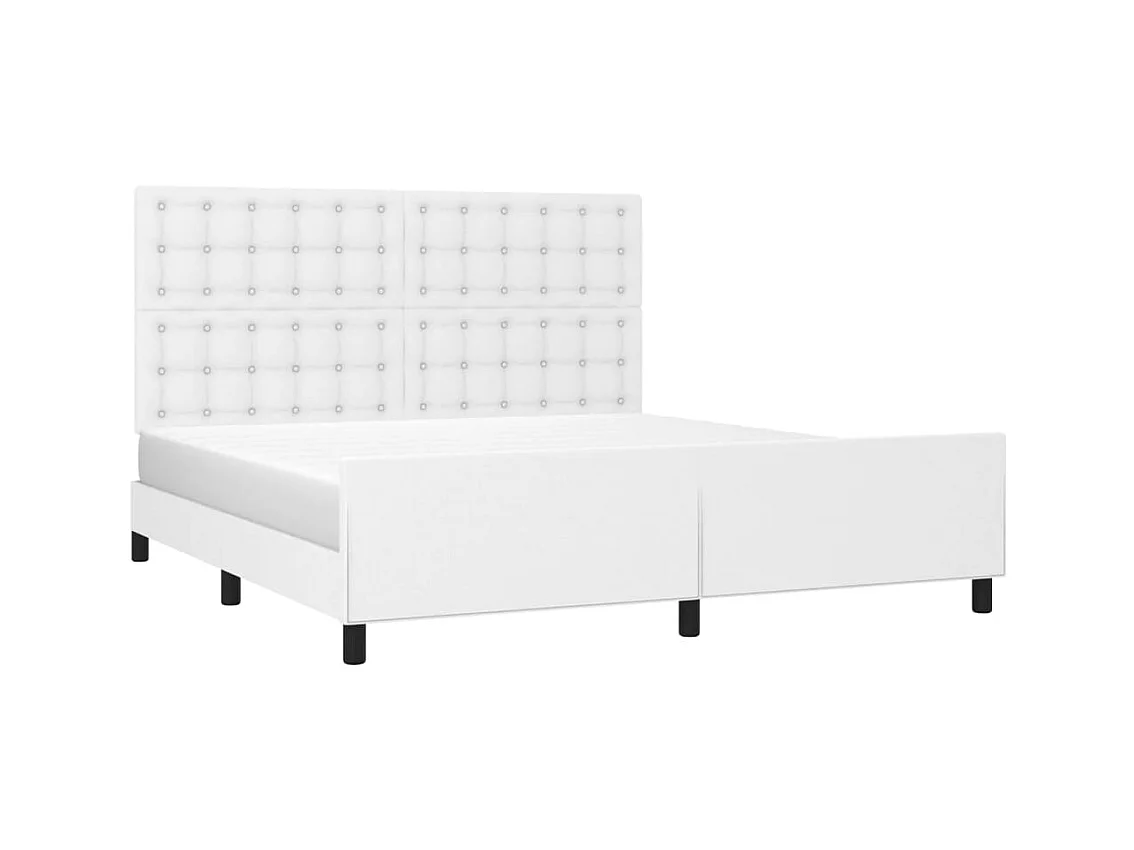 Lit-160x200 cm avec tête de lit Blanc Similicuir EGGB75938