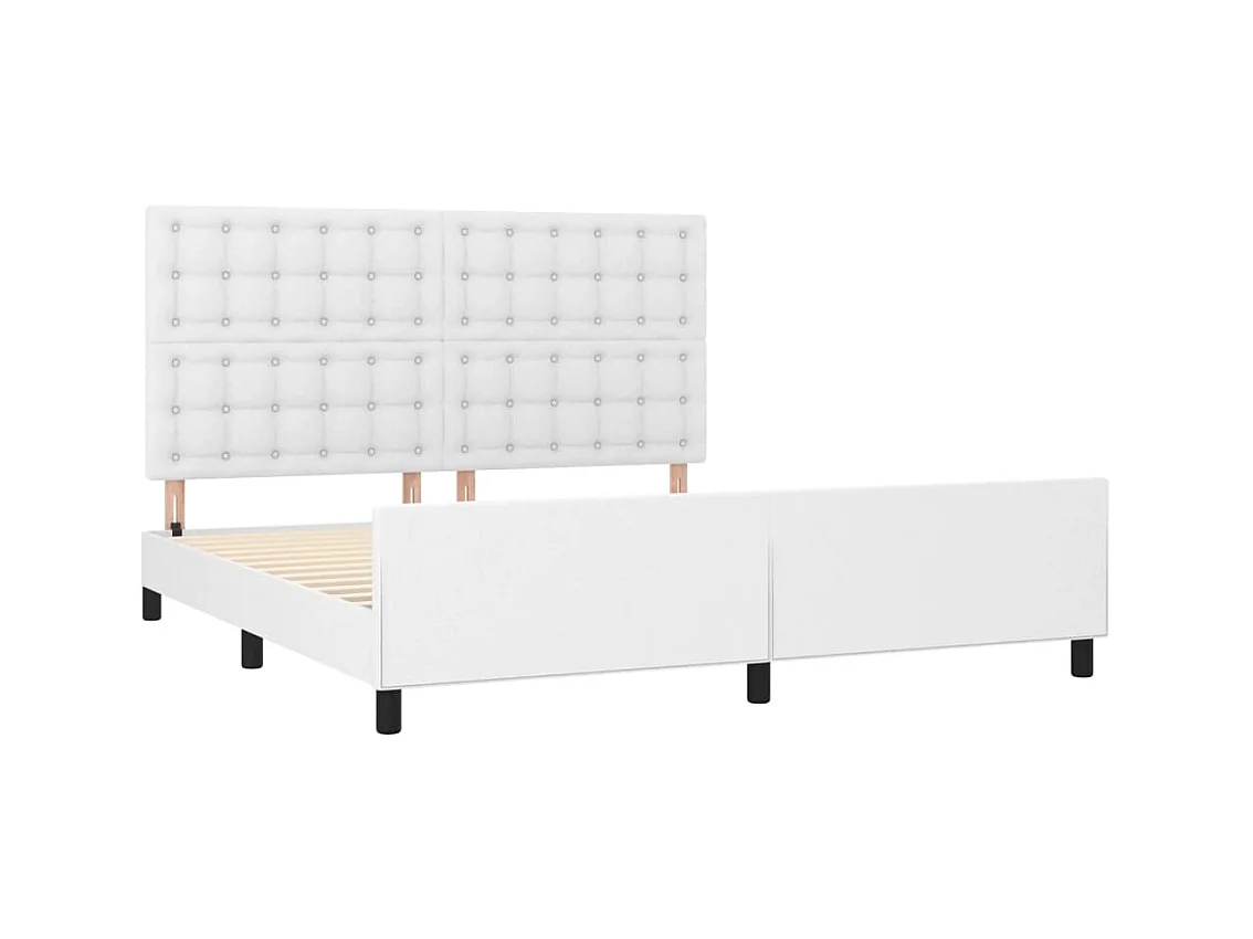 Lit-160x200 cm avec tête de lit Blanc Similicuir EGGB75938
