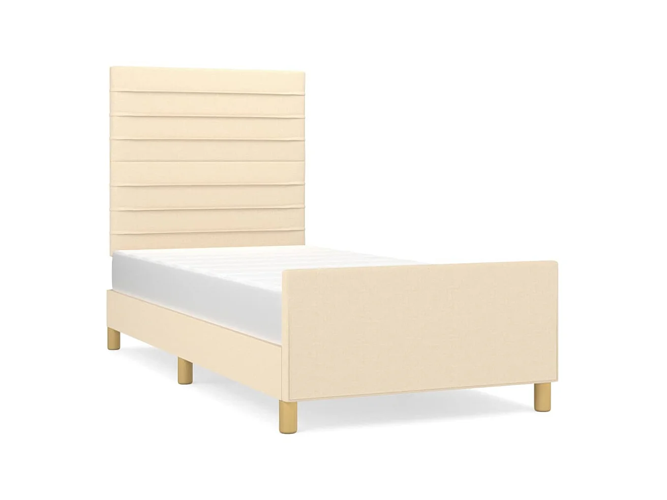 Lit-90x200 cm avec tête de lit Crème Tissu EGGB95646