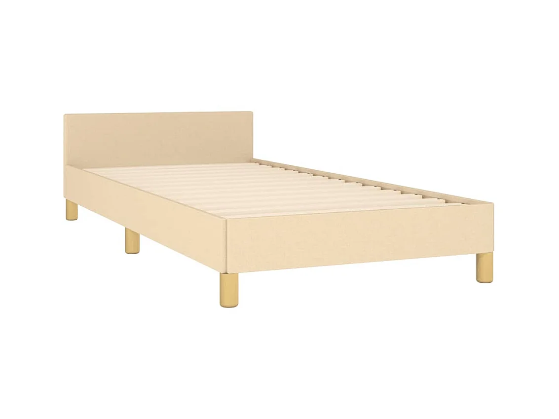 Lit-90x200 cm avec tête de lit Crème Tissu EGGB95646