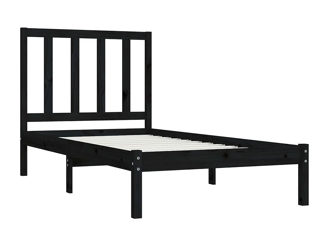 Lit-75x190 cm Noir Bois de pin massif Petit simple EGGB50118