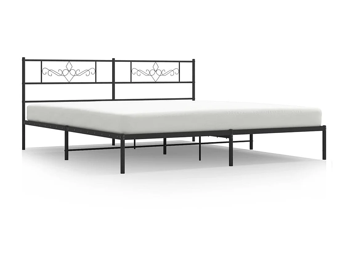 Lit-193x203 cm métal avec tête de lit noir EGGB92636