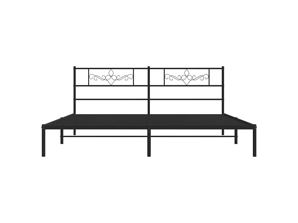 Lit-193x203 cm métal avec tête de lit noir EGGB92636