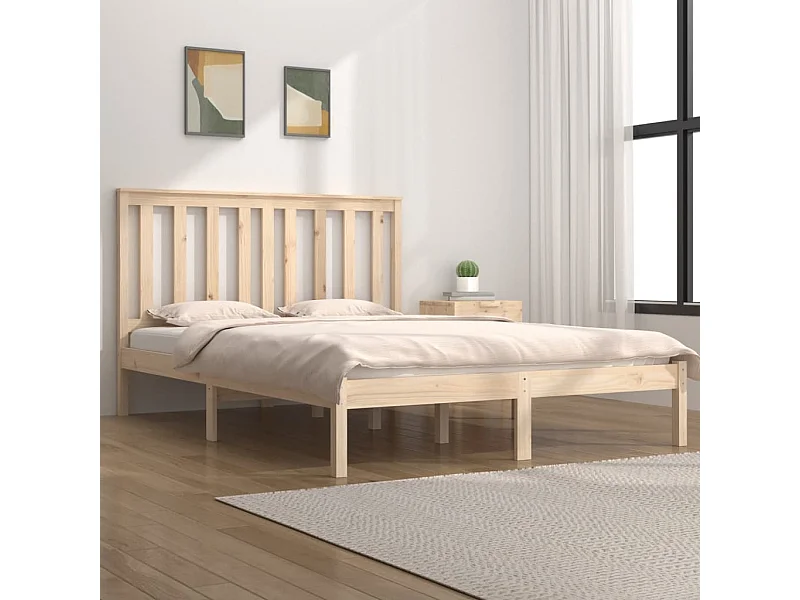 Lit-135x190 cm bois de pin massif double EGGB95012