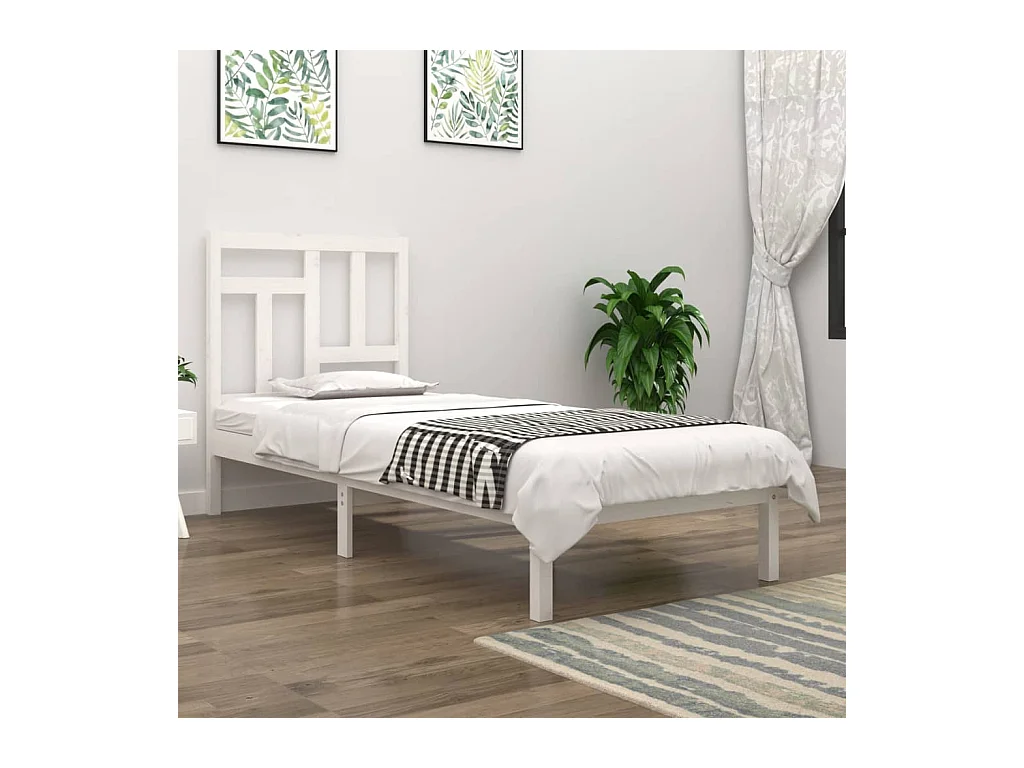 Bedframe massief grenenhout wit 90x200 cm NL45096