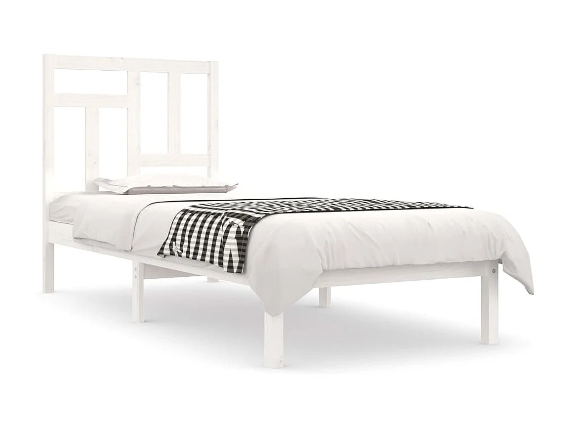 Cama 90x200 cm pinho maciço branco PT819905