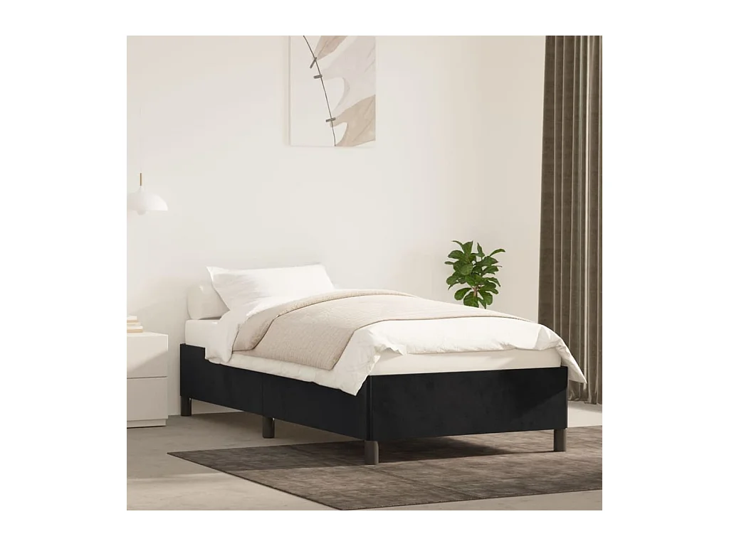 Lit-90x200 cm Noir Velours EGGB85135