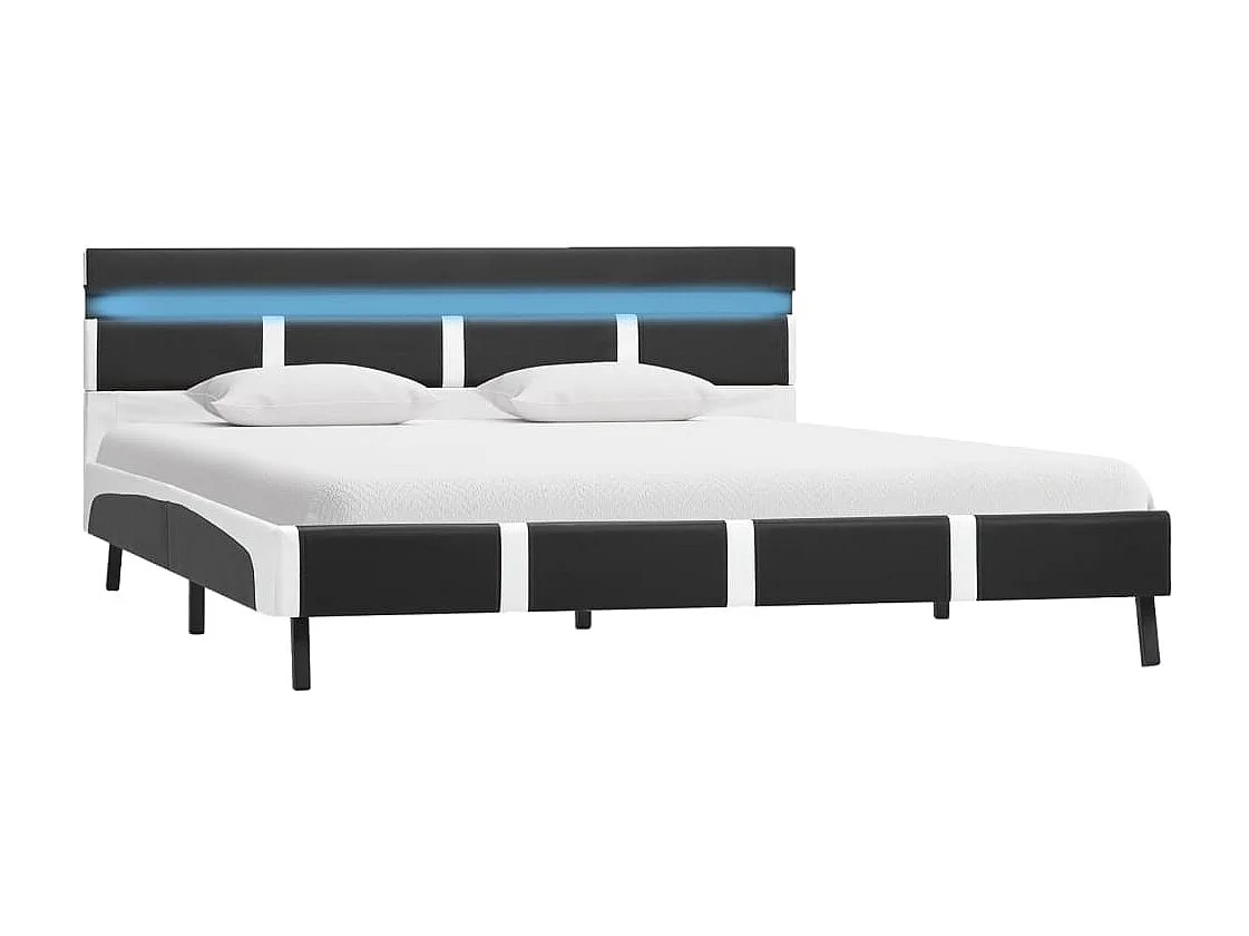 Lit-120x200 cm avec LED Gris Similicuir EGGB61155