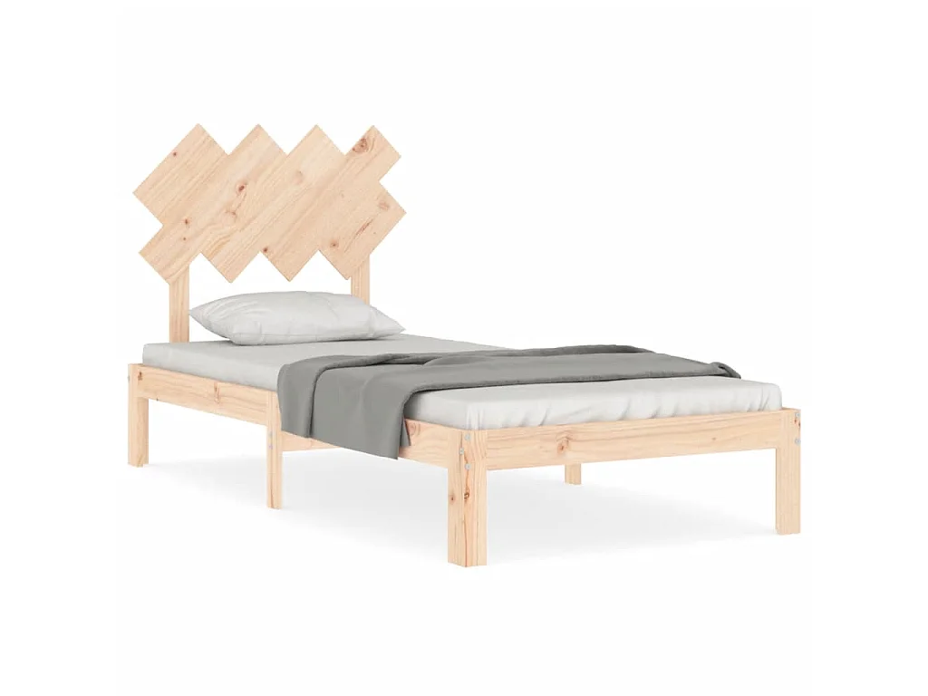 Lit-90x190 cm avec tête de lit simple bois massif EGGB33553