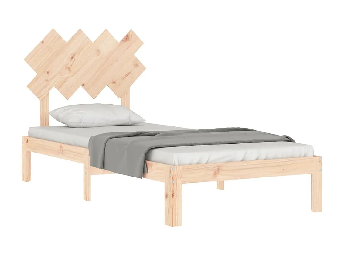Lit-90x190 cm avec tête de lit simple bois massif EGGB33553