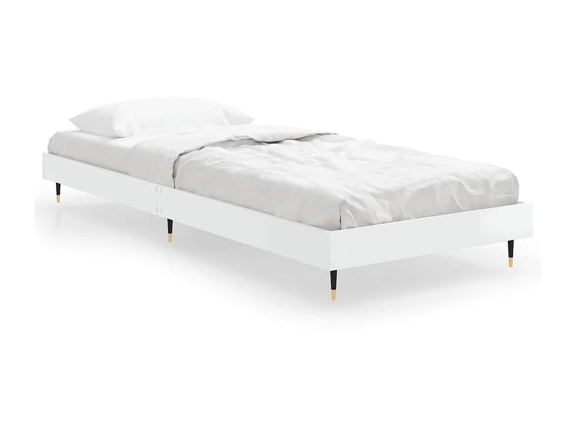 Bedframe bewerkt hout hoogglans wit 75x190 cm NL11210