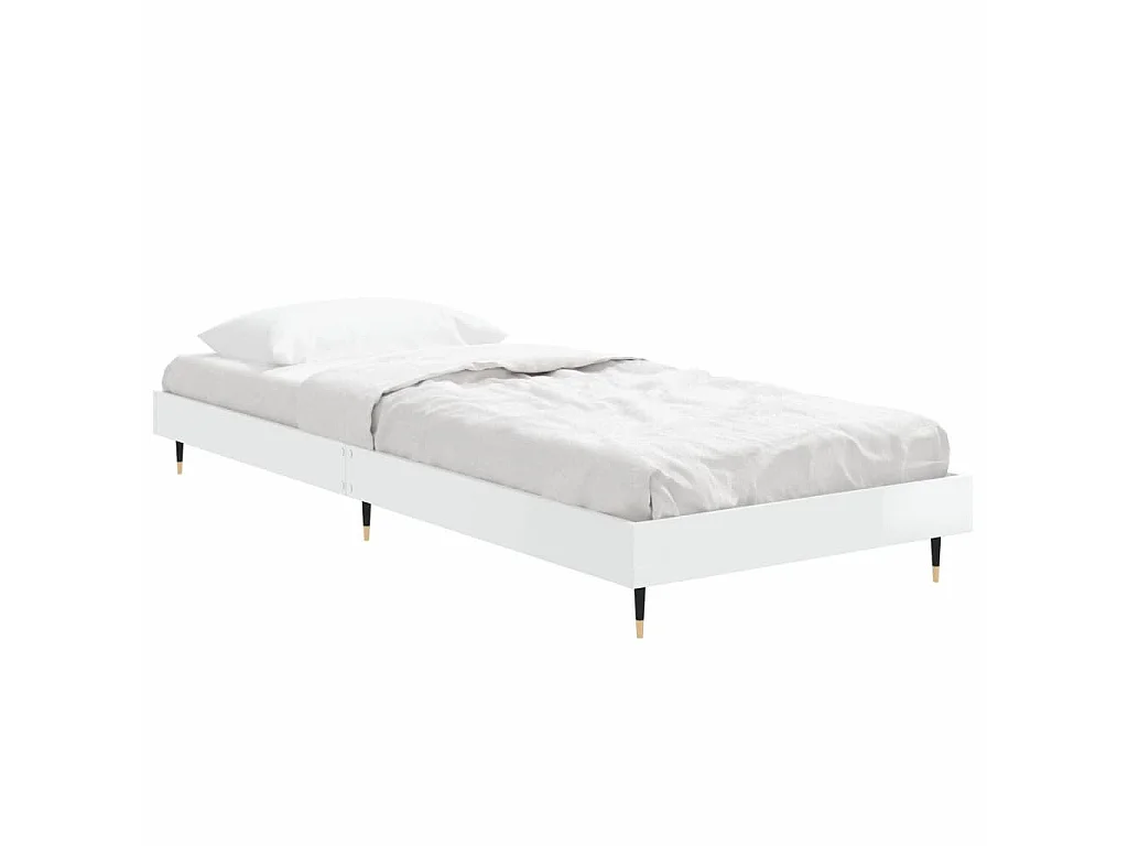 Bedframe bewerkt hout hoogglans wit 75x190 cm NL11210