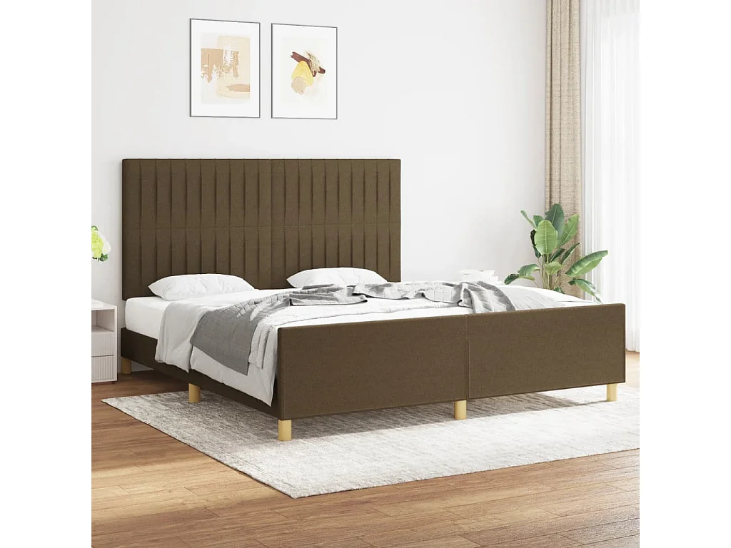 Cama 180x200 cm tecido castanho-escuro PT526526