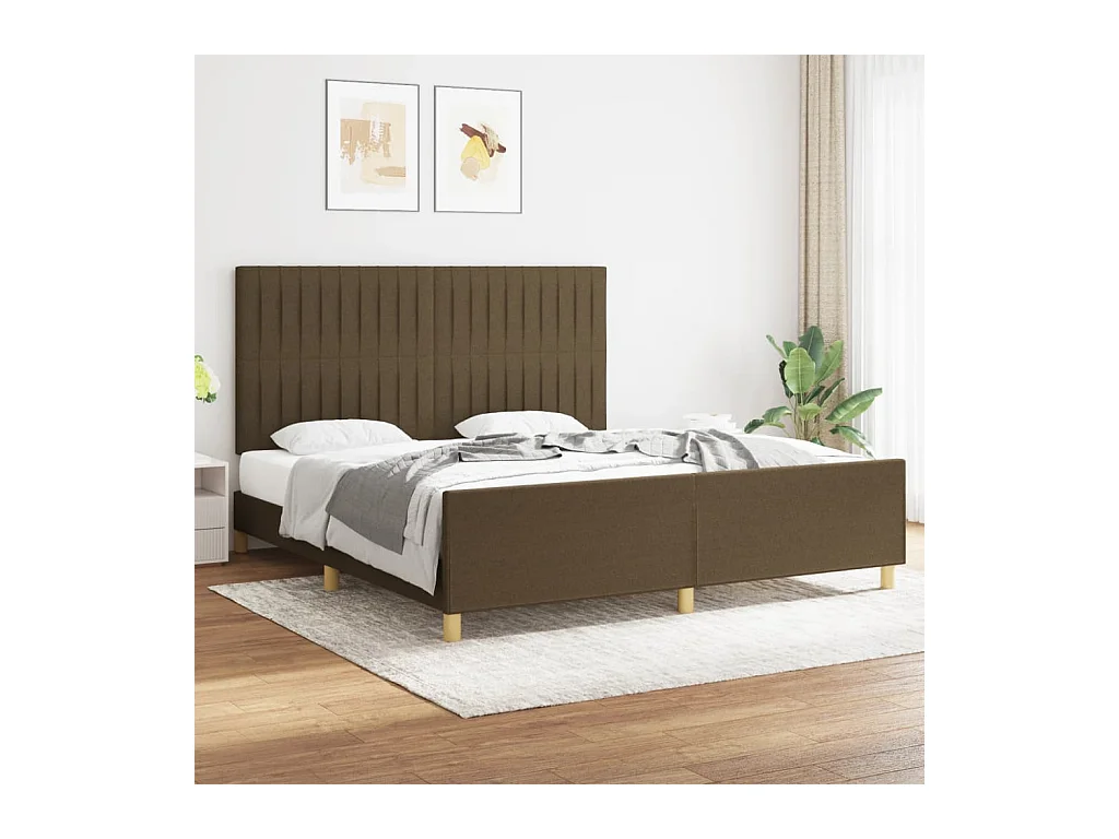 Lit-180x200 cm avec tête de lit Marron foncé Tissu EGGB33572