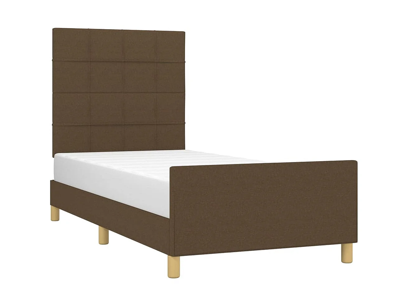 Lit-90x190 cm avec tête de lit Marron foncé Tissu EGGB57193