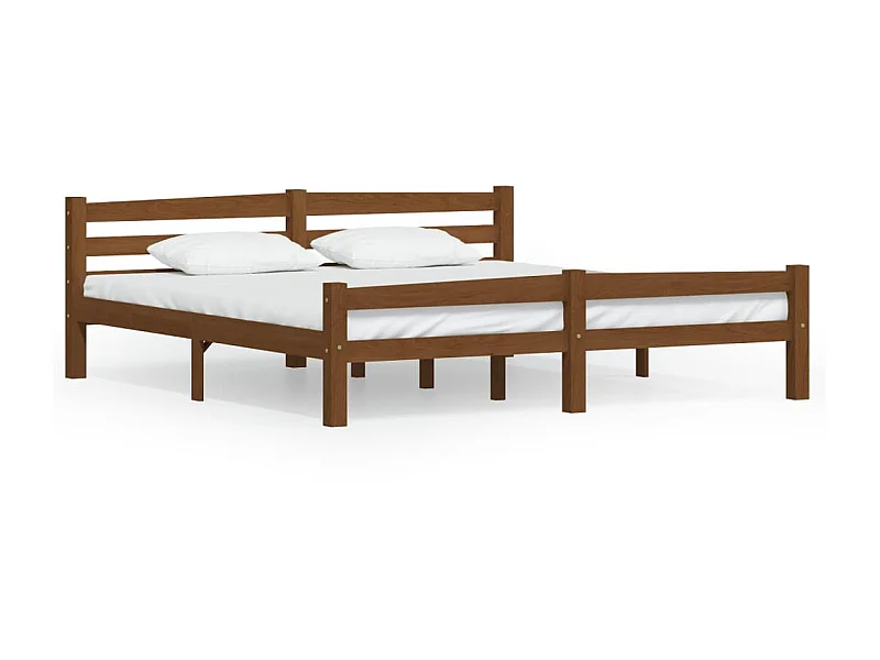 Lit-180x200 cm Marron miel Bois de pin massif EGGB86126