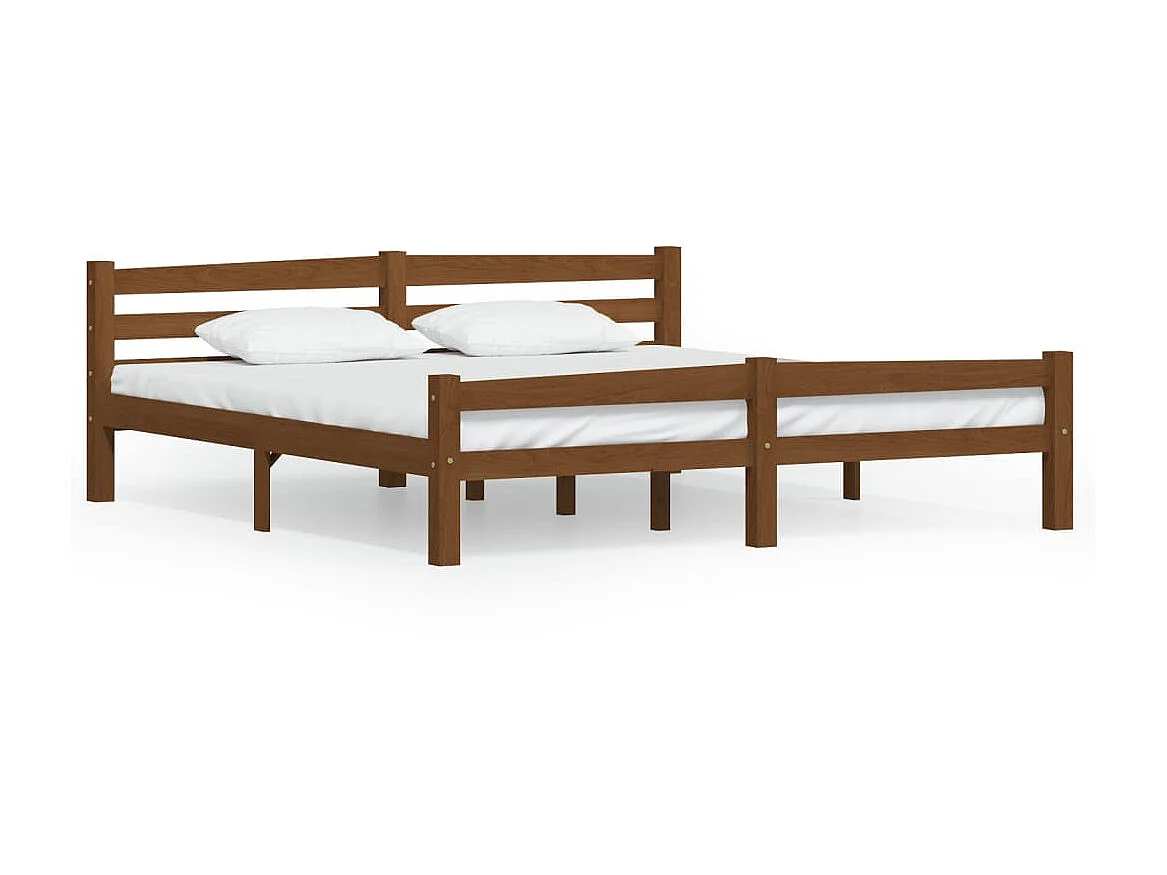 Lit-180x200 cm Marron miel Bois de pin massif EGGB86126