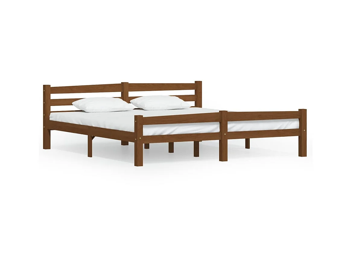 Lit-180x200 cm Marron miel Bois de pin massif EGGB86126