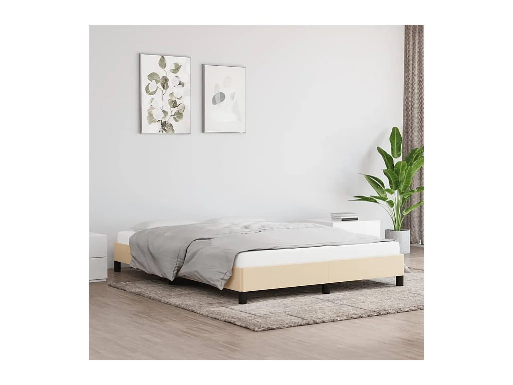 Lit-140x200 cm Crème Tissu EGGB38038