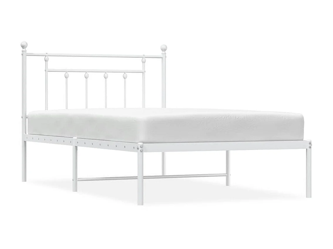 Lit-107x203 cm métal avec tête de lit blanc EGGB17373