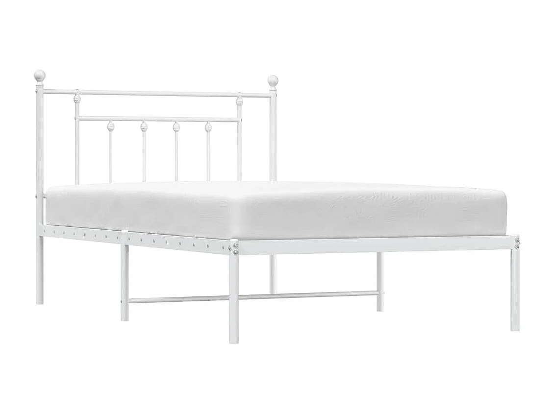 Lit-107x203 cm métal avec tête de lit blanc EGGB17373