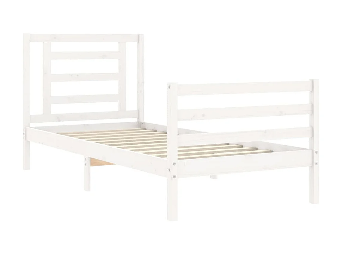 Lit-90x190 cm avec tête de lit blanc simple bois massif EGGB71142