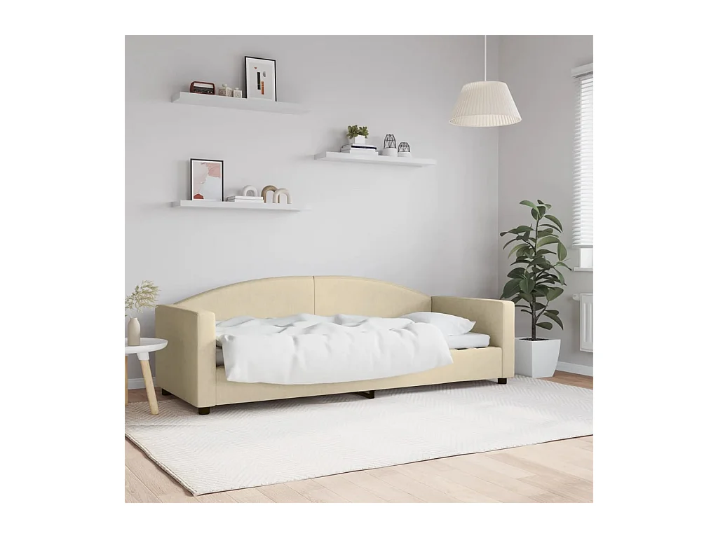 Lit-80x200 cm de repos crème tissu EGGB75823