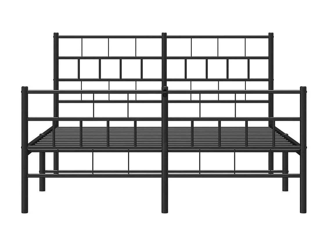 Lit-150x200 cm métal avec tête de lit/pied de lit noir EGGB21356