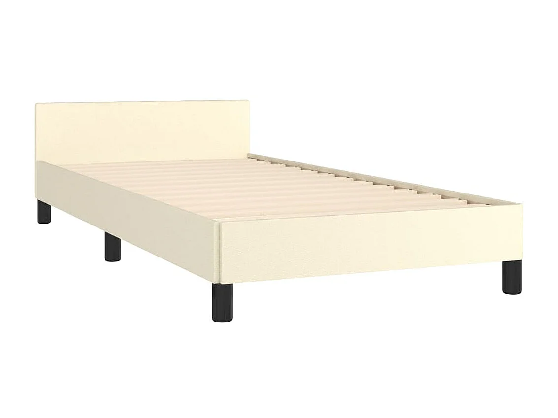Cama 90x190 cm con cabecero cuero sintético crema ES77916