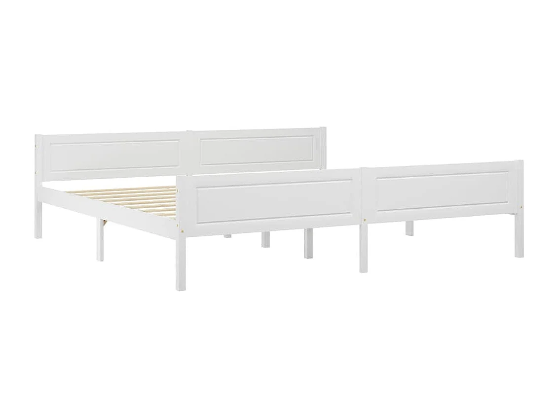 Lit-200x200 cm Bois de pin massif Blanc EGGB60509