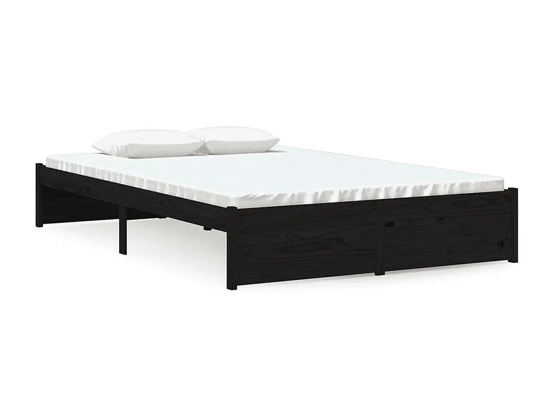 Lit-120x190 cm Noir Bois massif Petit double EGGB19593