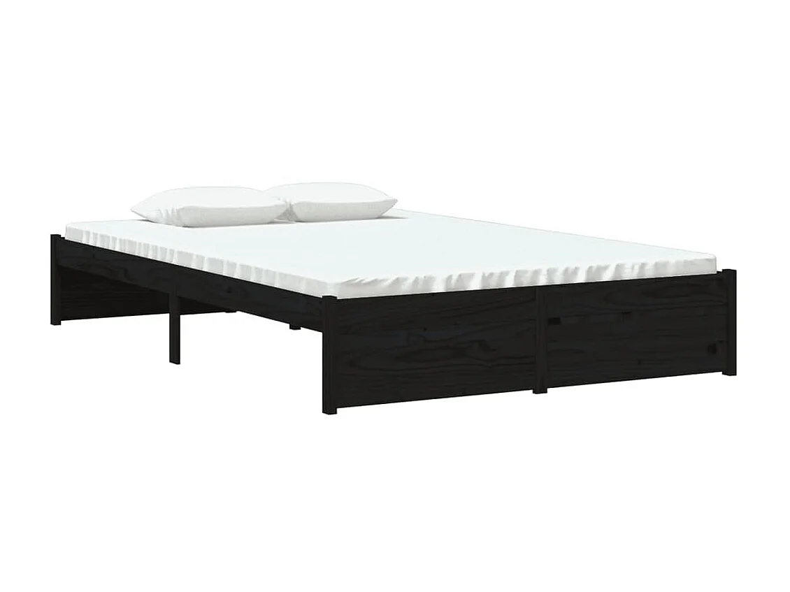 Lit-120x190 cm Noir Bois massif Petit double EGGB19593